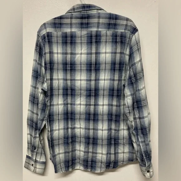 Flag & Anthem Mens Plaid Shirt Button Up Large Adult Blue Navy White NWT - Picture 2 of 13